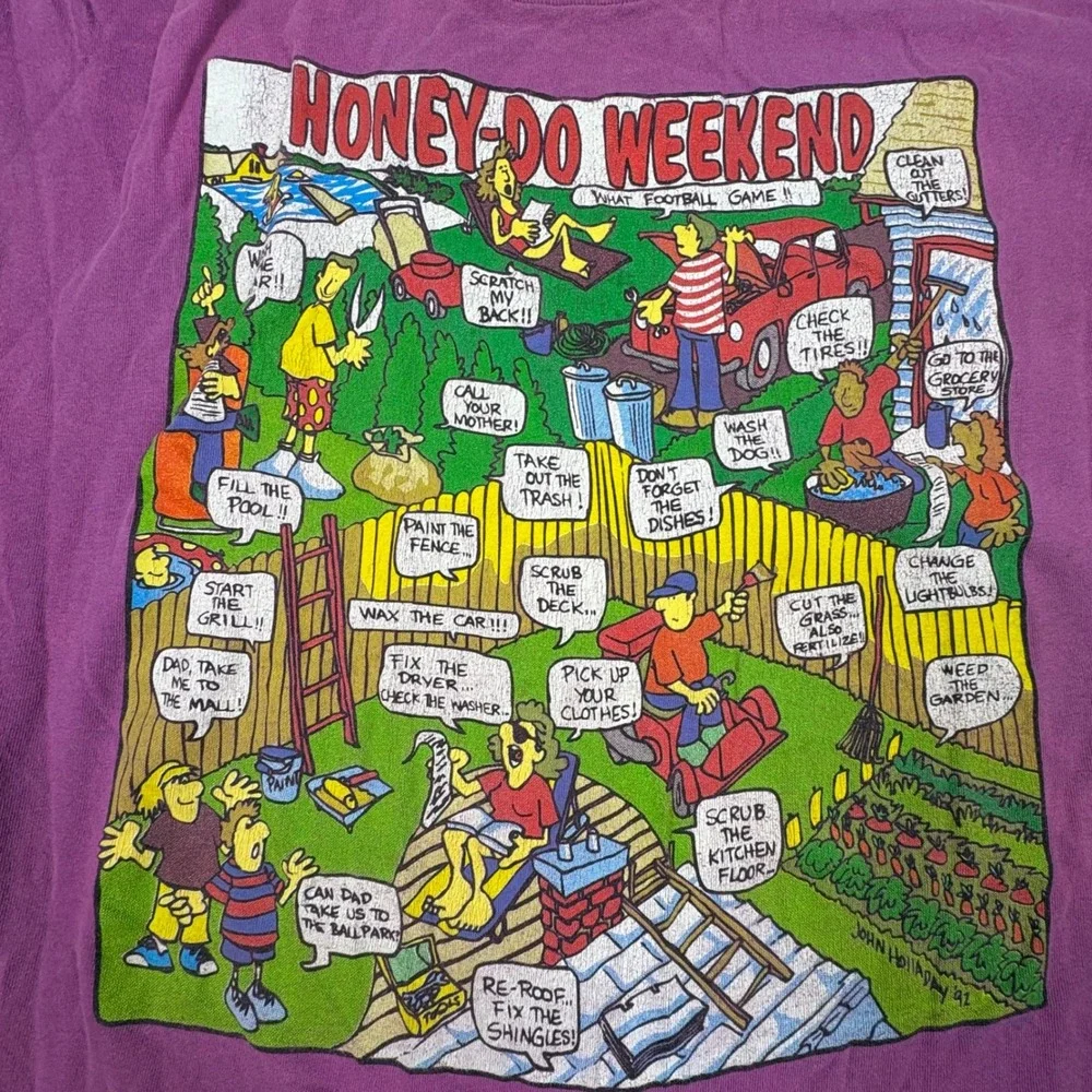 Vintage 1992 John Holladay Honey-Do Weekend T-Shirt Purple SSI XL Single Stitch